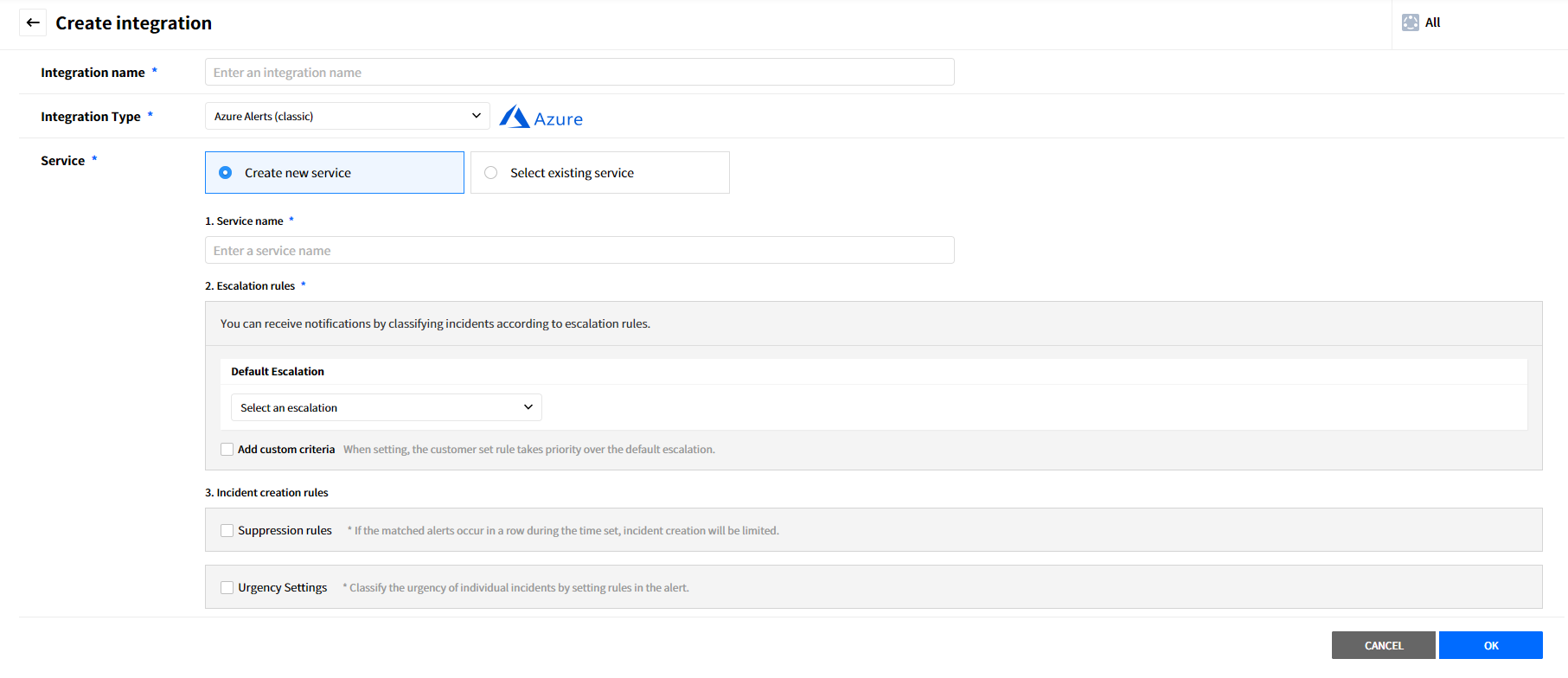 Azure 경고(클래식)